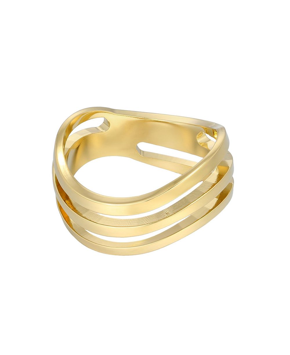 Кольцо ADORNIA Gold Wave Band Tarnish Resistant