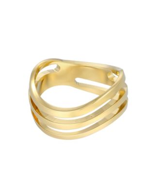 Кольцо ADORNIA Gold Wave Band Tarnish Resistant