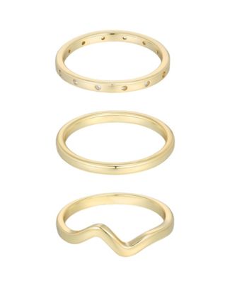 ADORNIA Gold Cubic Zirconia 3-Band Set