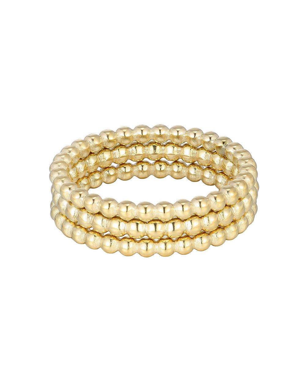 ADORNIA Tarnish Resistant Gold Set of Three Bead Rings