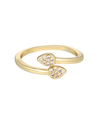 ADORNIA Gold Cubic Zirconia Overlap Petals Ring