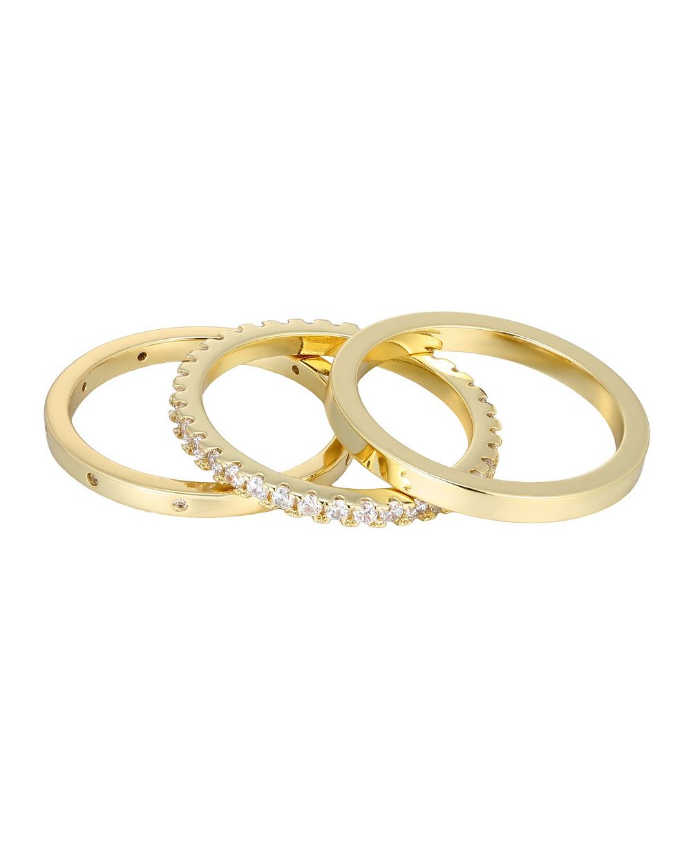 Набор колец ADORNIA Gold Cubic Zirconia 3-Band Rings