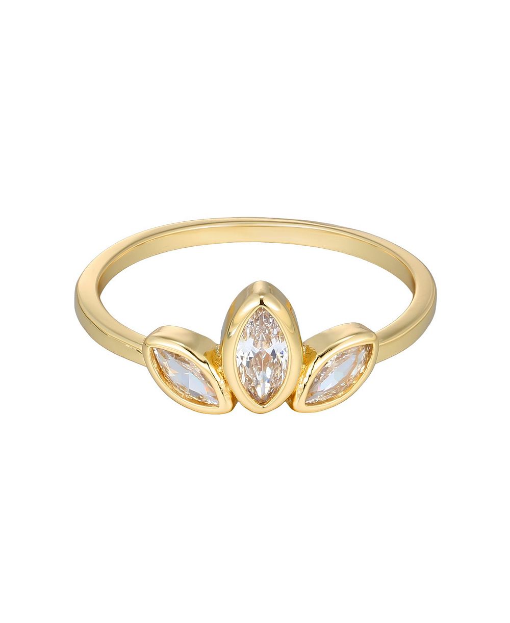 Кольцо ADORNIA Gold Cubic Zirconia 3-Deco Petals
