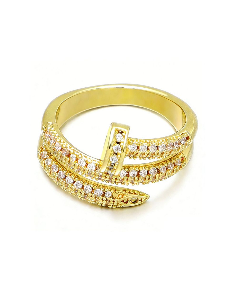 ADORNIA Gold Cubic Zirconia Double Wrap Nail Ring