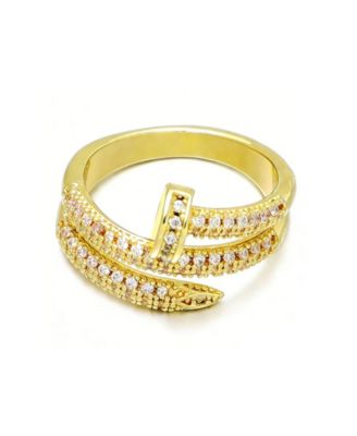 ADORNIA Gold Cubic Zirconia Double Wrap Nail Ring