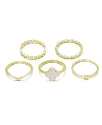 Кольцо ADORNIA 14k Gold-Plated Clover, набор из 5 шт.