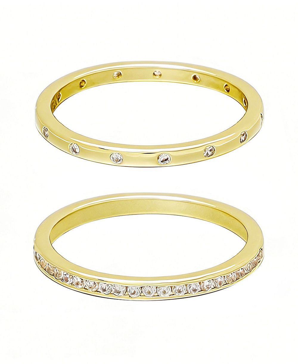 ADORNIA Набор из 2 колец 14k Gold 1/2 Eternity and Dotted Band