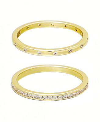 ADORNIA Набор из 2 колец 14k Gold 1/2 Eternity and Dotted Band