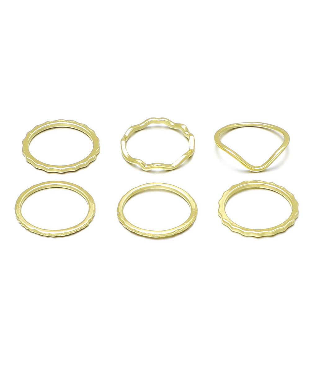 Набор колец ADORNIA Gold Wavy Band 6-Piece Set