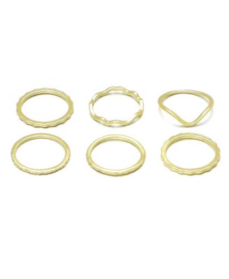 Набор колец ADORNIA Gold Wavy Band 6-Piece Set