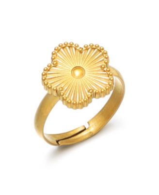 Кольцо ADORNIA Tarnish Resistant Gold Adjustable 5-Leaf Clover