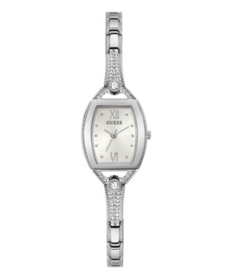 GUESS Women's Silver-Tone Glitz Watch 21mm