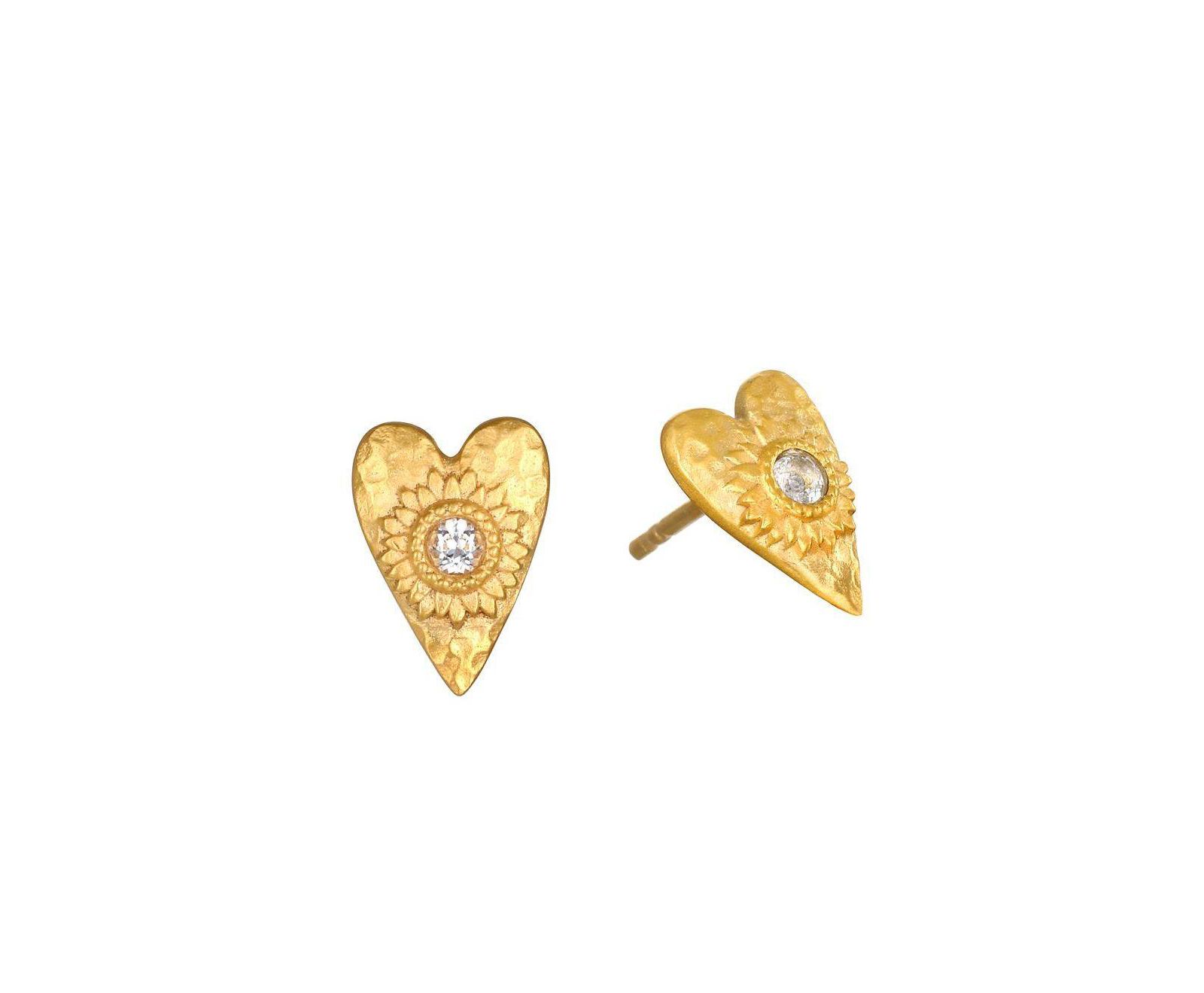 Satya Jewelry Sacred Connection Heart Lotus Stud Earrings