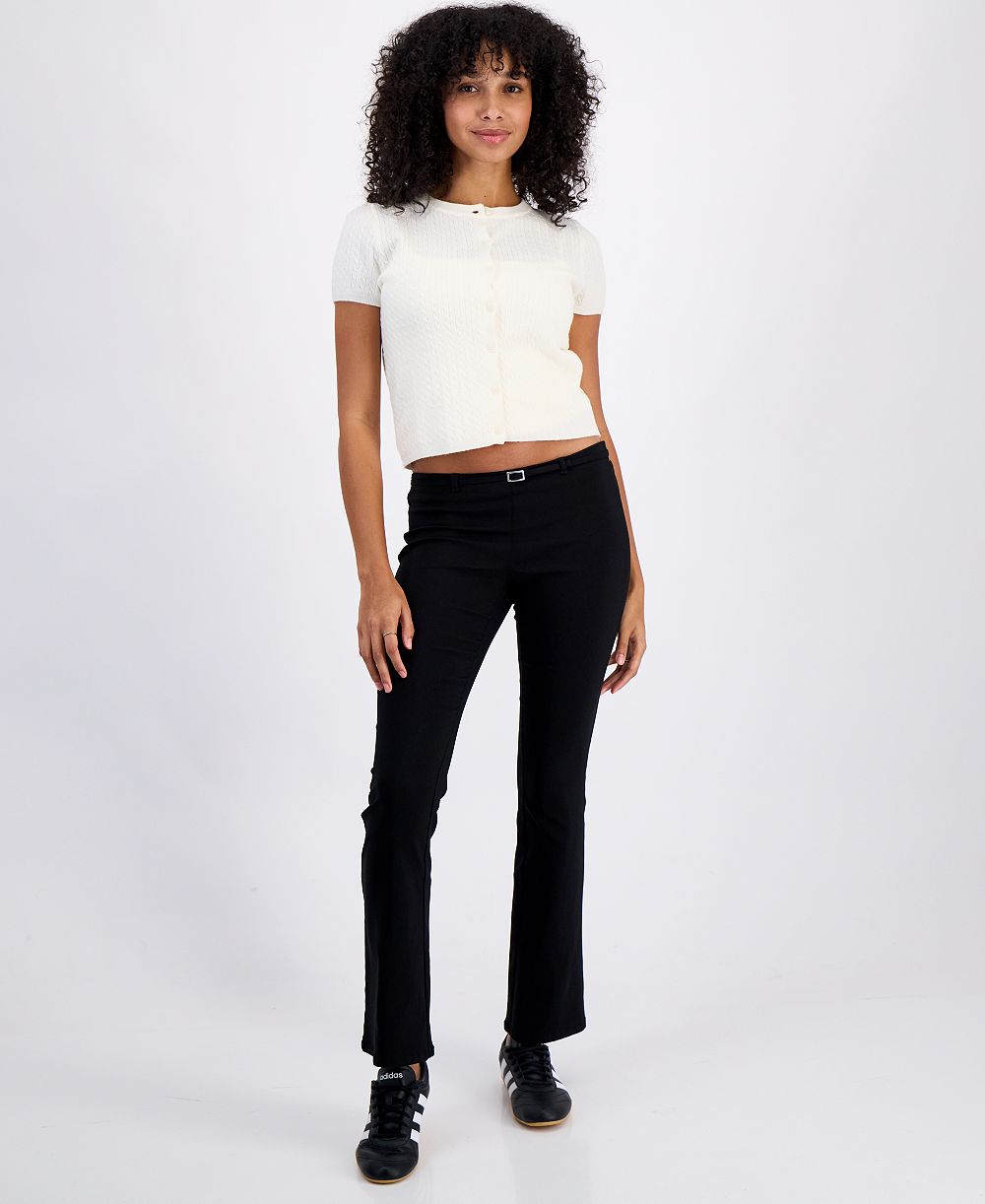 FVR DRM Juniors' Low Rise Belted Flare Pants