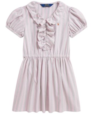 Polo Ralph Lauren Детское платье-рубашка из хлопка Oxford с оборками для девочек 2T-6X
