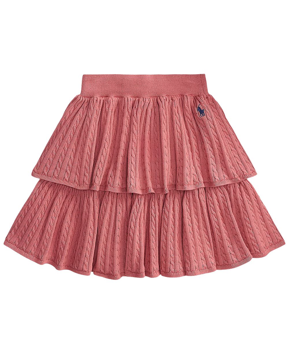 Женская хлопковая многоярусная юбка Polo Ralph Lauren Girls' 7-16 Mini-Cable