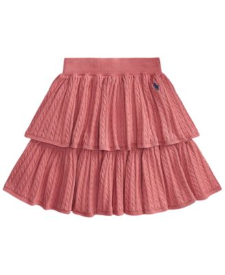 Женская хлопковая многоярусная юбка Polo Ralph Lauren Girls' 7-16 Mini-Cable