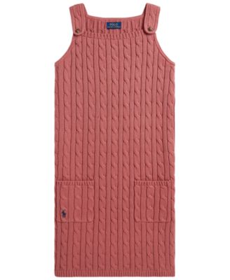 Девичье платье-свитер Polo Ralph Lauren из хлопкового трикотажа без рукавов, 7-16