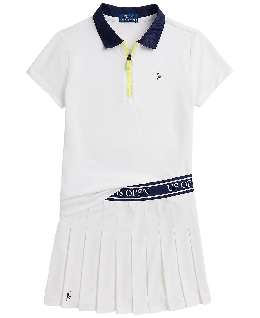 Polo Ralph Lauren Girls' 7-16 US Open Short-Sleeve Polo Shirt and Pleated Skirt, 2-Piece Set