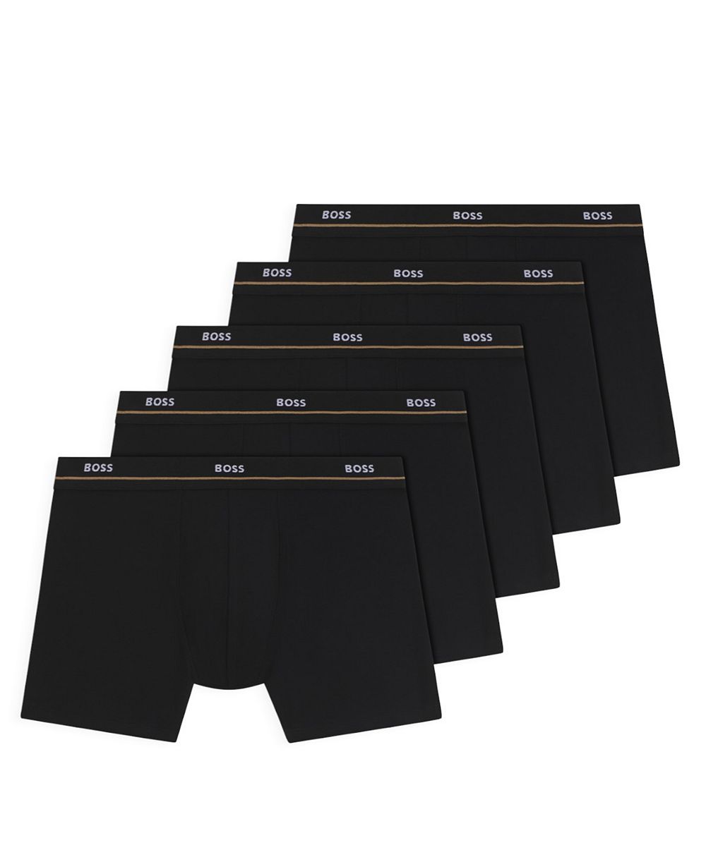 BOSS by Hugo Boss Men's Essential Cotton-Blend Logo Boxer Briefs, 5-Pack
