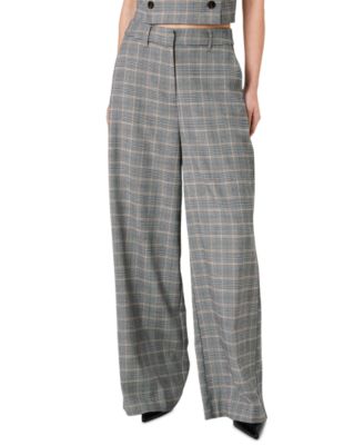 French Connection Women's Matteo Wide-Leg Plaid Trousers