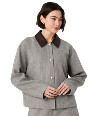 French Connection Women's Speckled Herringbone Cropped Jacket