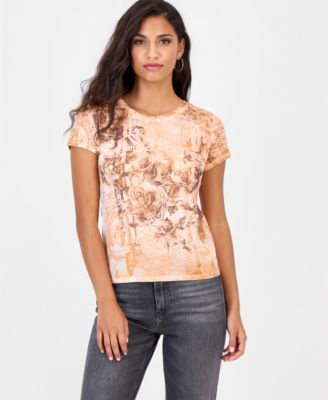 GUESS женская футболка с ретро-графикой Rose Pillars R4