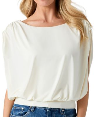 GUESS Women's Aundrea Boat-Neck Draped Sleeveless Top