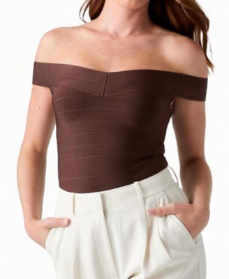 GUESS Women's Alexis Off-the-Shoulder Bandage Fitted Top