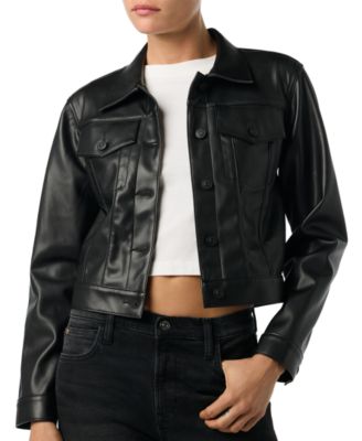 Hudson Jeans Женская укороченная куртка из искусственной кожи с длинным рукавом