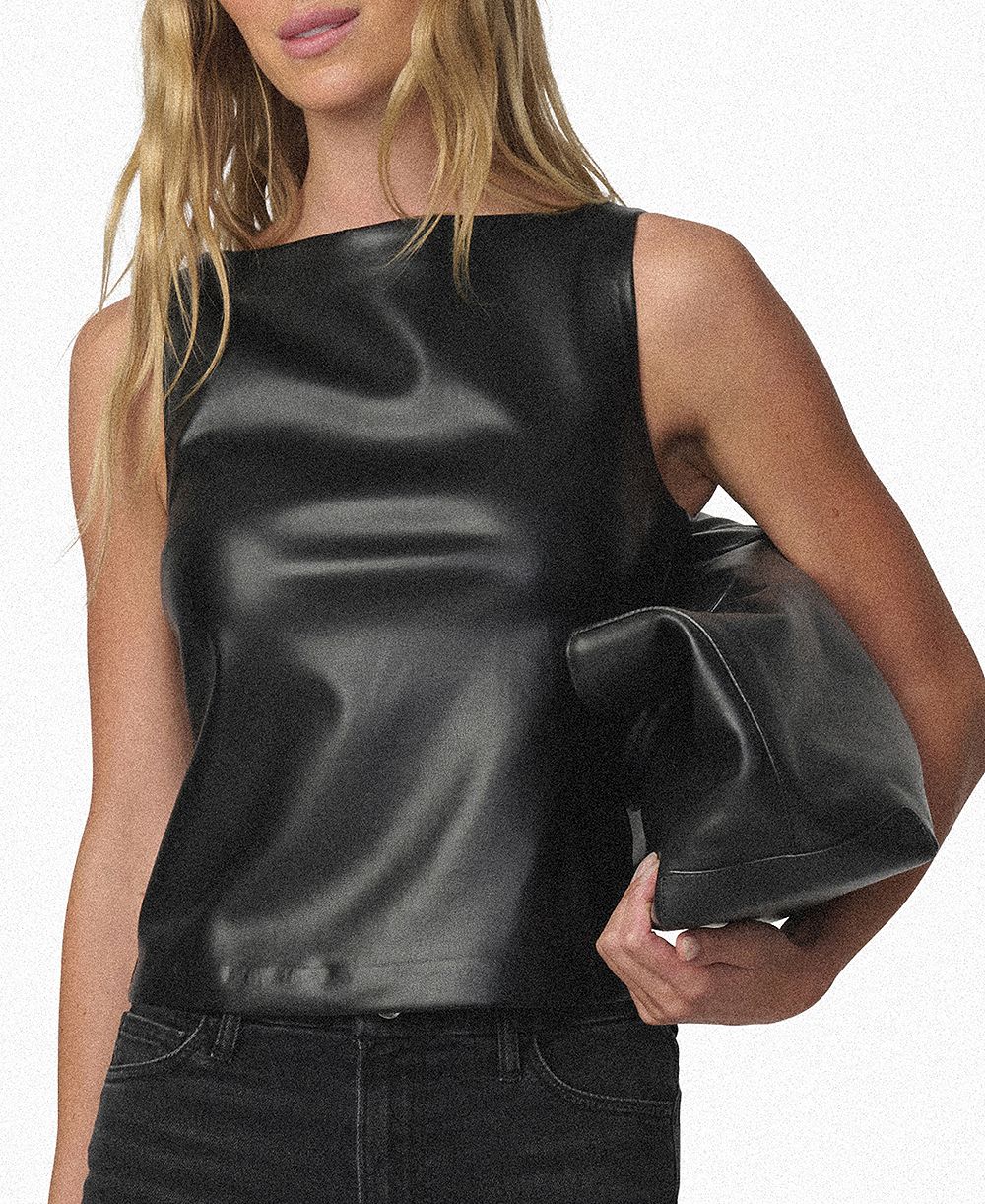 Женский топ-майка Joe's Jeans Boat Neck Faux-Leather