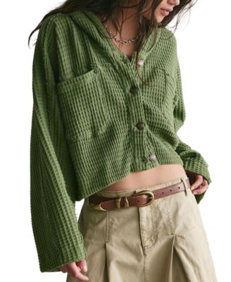Женский укороченный вязаный кардиган с капюшоном Free People Lolli Swing