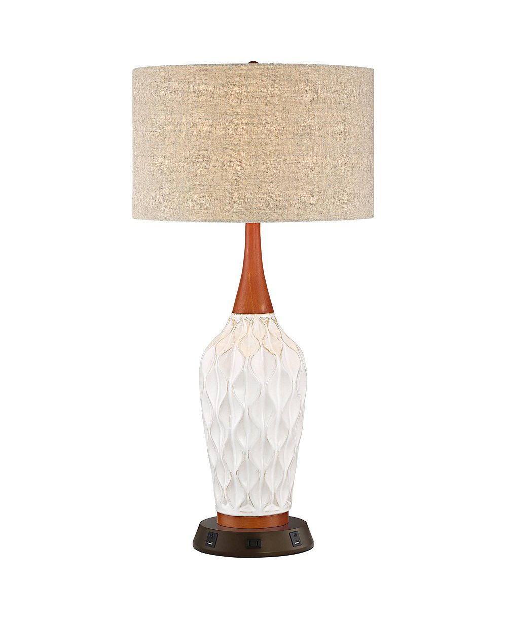Настольная лампа 360 Lighting Mid Century Modern с USB и розеткой AC, керамический абажур, 30"