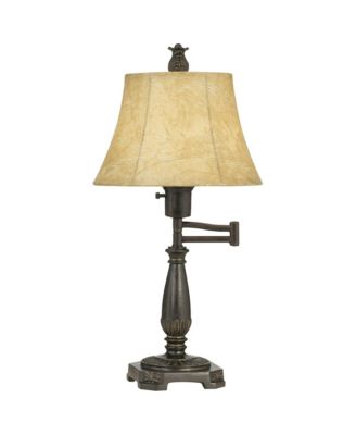 Настольная лампа Regency Hill Traditional Swing Arm с USB-портом и кожаным абажуром