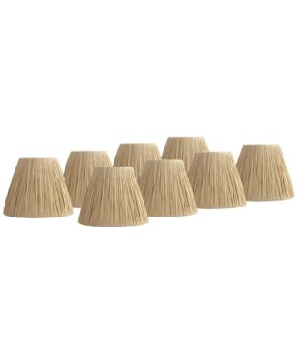 Springcrest 3" Top x 5 1/2" Bottom x 4 1/2" High x 4 1/2" Slant Lamp Shade Replacement Set of 8 Empire Tapered Lafite Raffia Clip On Candelabra