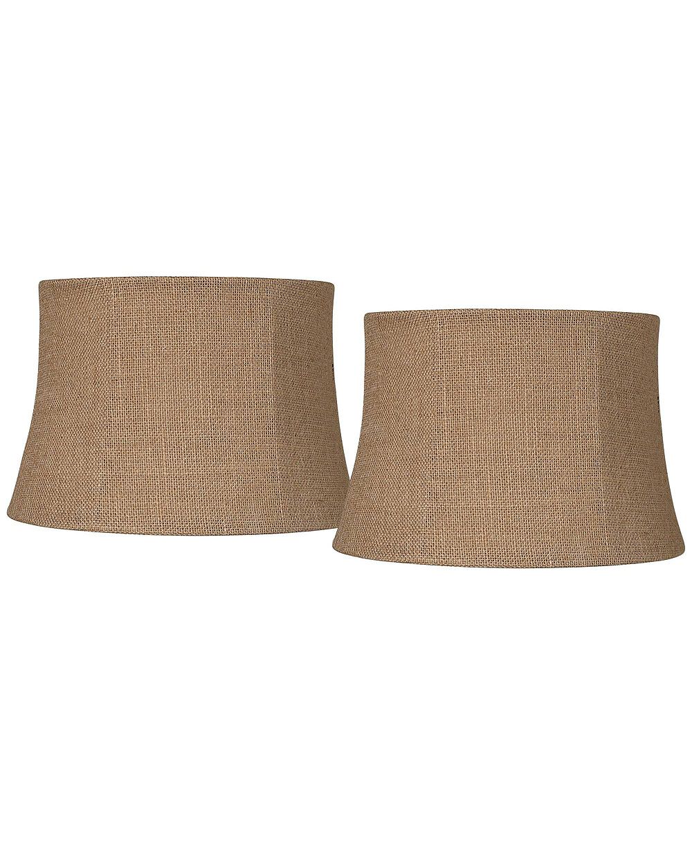 Springcrest Set of 2 Softback Drum Lamp Shades Small 10" Top x 12" Bottom x 8" High Spider Harp and Finial Fitting