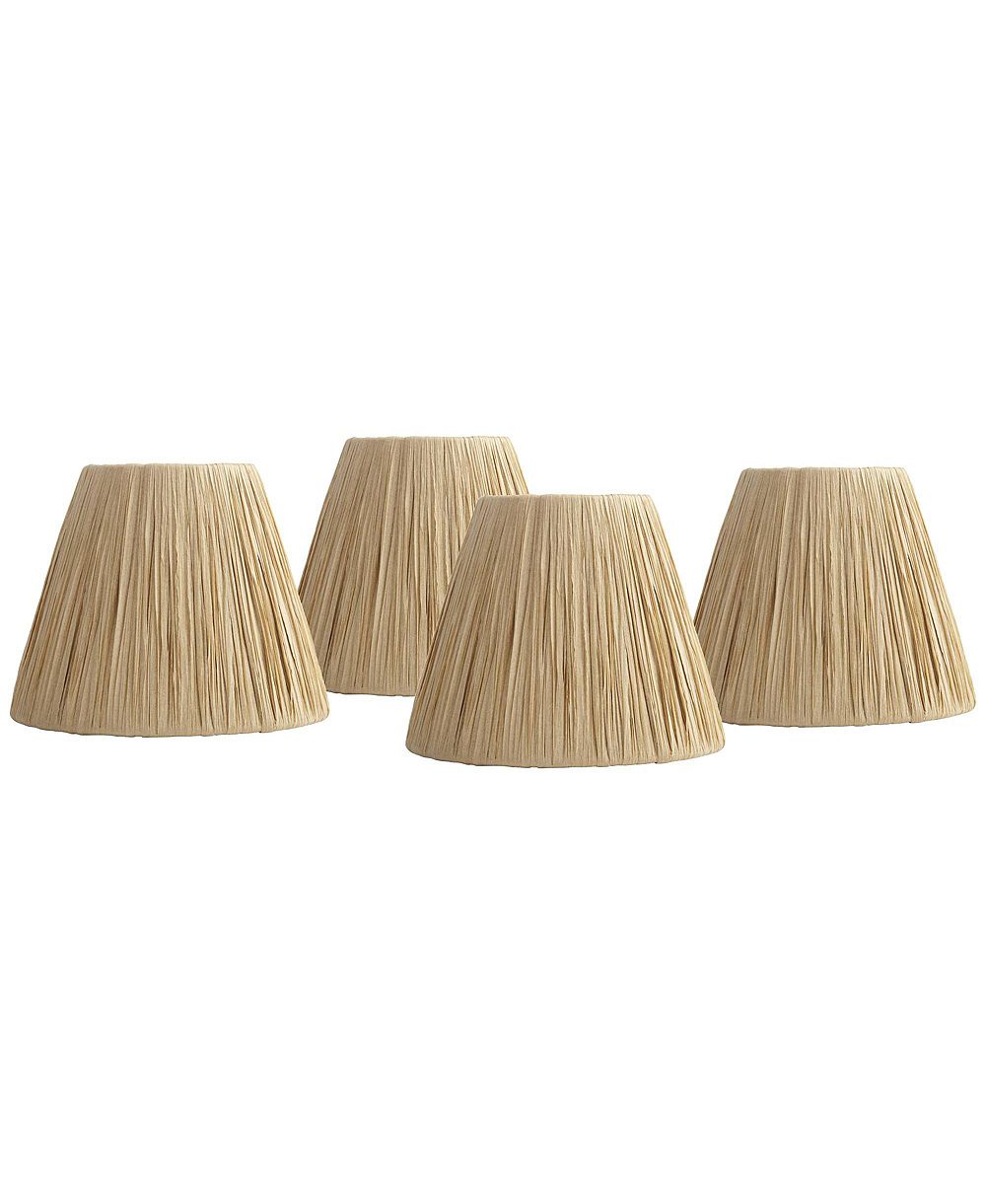 Комплект сменных абажуров Springcrest 3" Top x 5 1/2" Bottom x 4 1/2" High x 4 1/2" Slant Empire Tapered Lafite Raffia Clip On Candelabra Set of 4