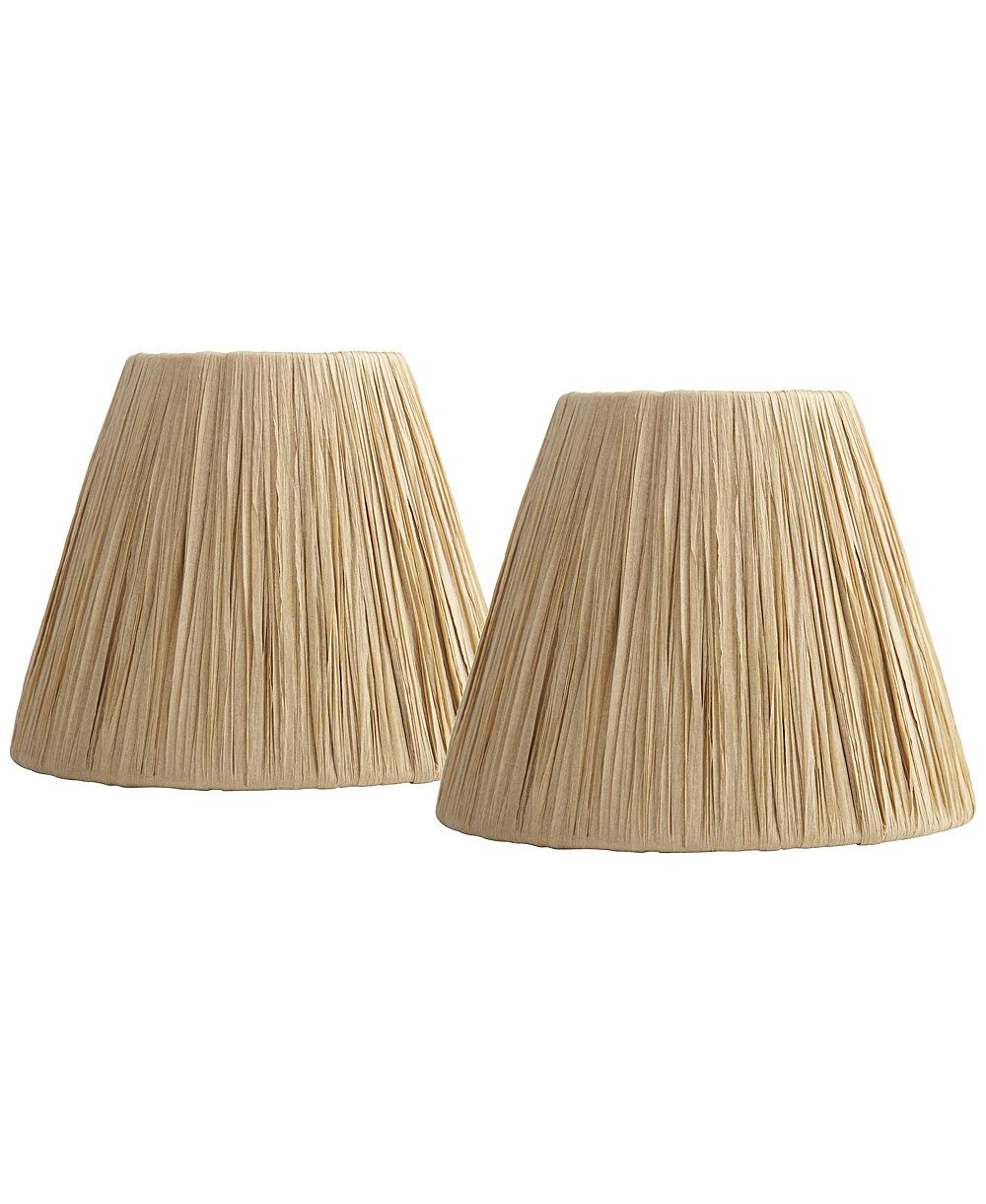 Springcrest 3" Top x 5 1/2" Bottom x 4 1/2" High x 4 1/2" Slant Lamp Shade Replacement Set of 2 Empire Tapered Lafite Raffia Clip On Candelabra