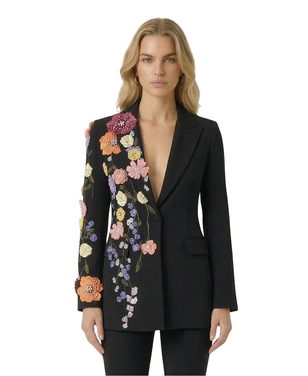 Женский блейзер Modenaire Floral Embroidered Notch-Lapel
