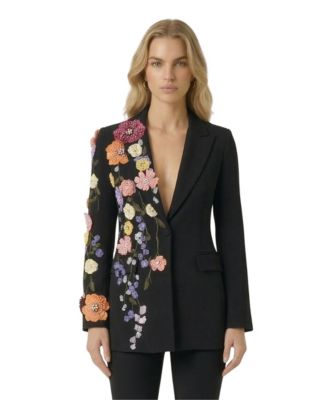 Modenaire Women's Floral Embroidered Notch-Lapel Blazer
