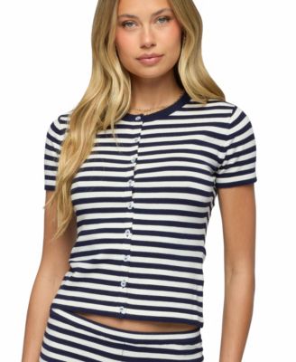 Edikted Women's Irena Striped Button Up Knit Top