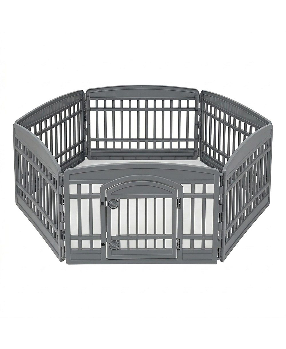 IRIS USA 24 Exercise Pet Playpen, Plastic 6 Panel Gate with Door for Dogs