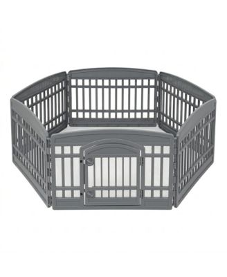 IRIS USA 24 Exercise Pet Playpen, Plastic 6 Panel Gate with Door for Dogs