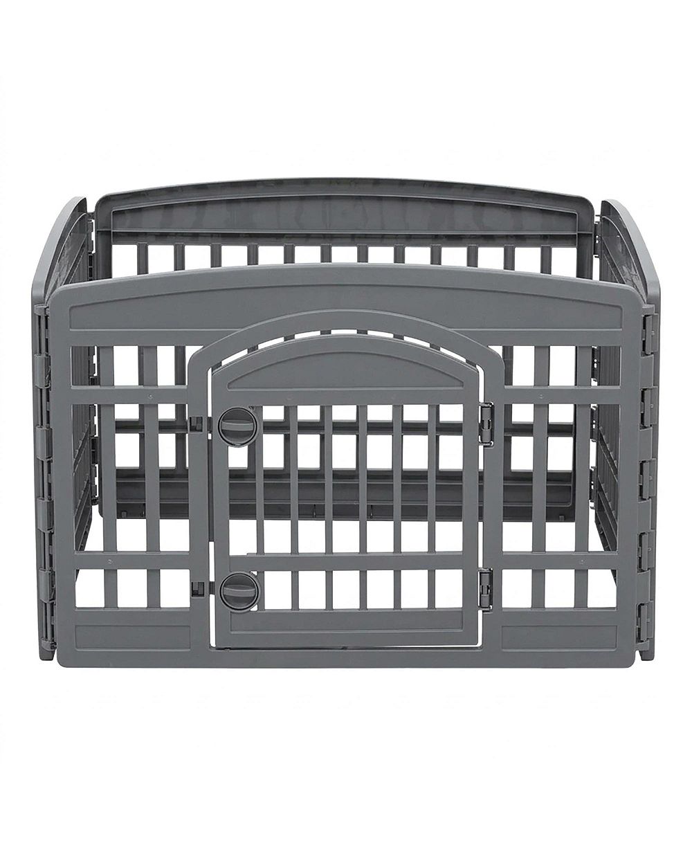 IRIS USA Exercise Pet Playpen Plastic 4 Panel Gate with Door for Dogs