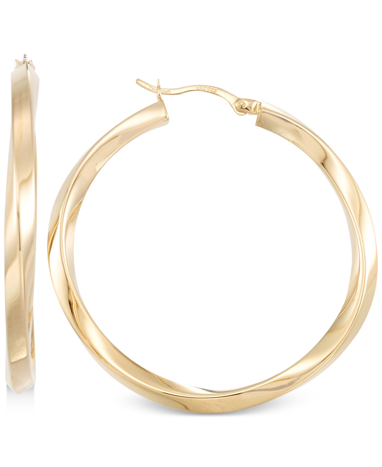 Серьги-кольца скрученные Polished Twist Hoop, 14k Gold Over Silver