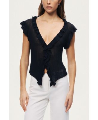 Женская блузка NOCTURNE Ruffled V-Neck Sheer