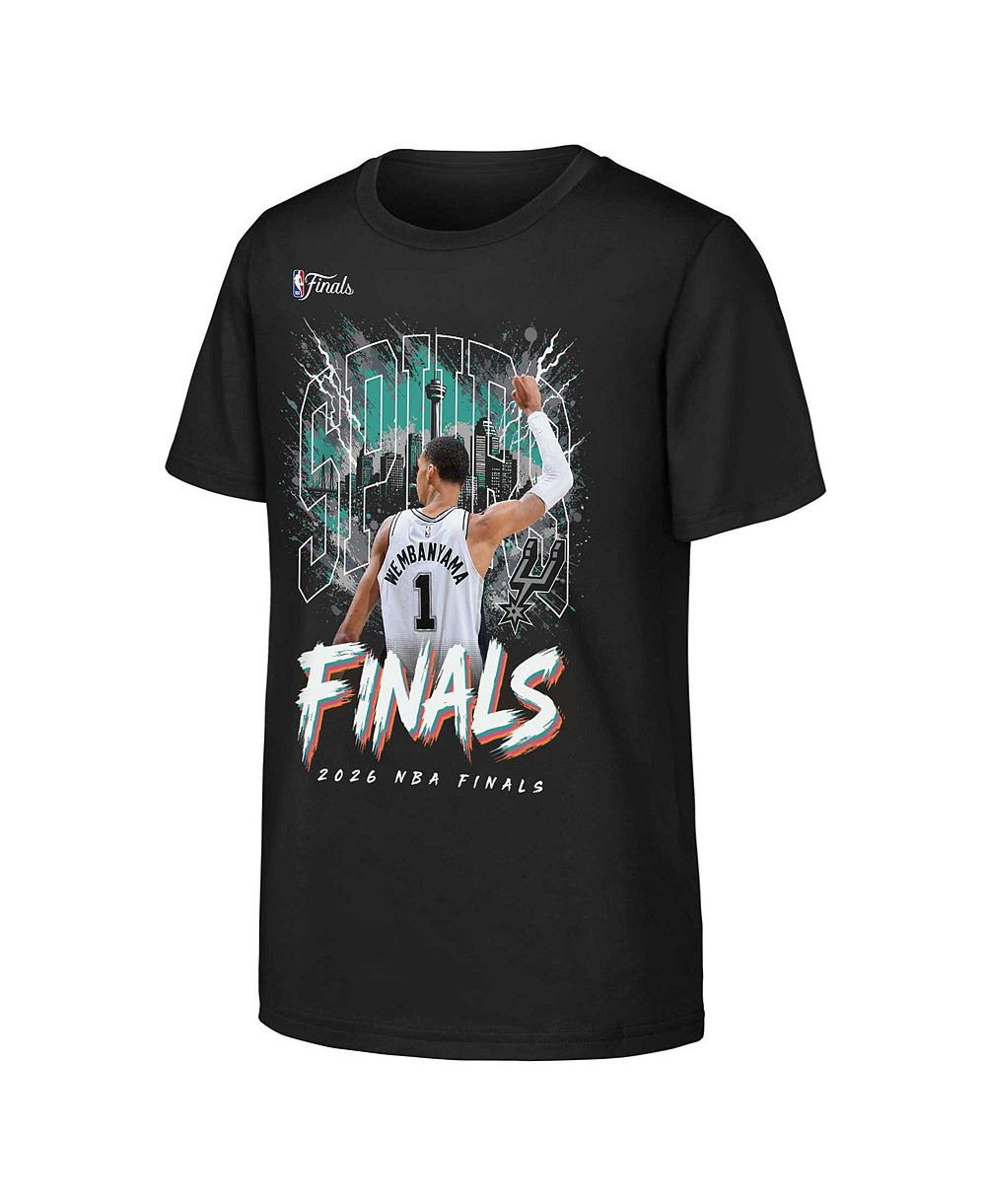 Футболка Outerstuff Big Boys and Girls Victor Wembanyama Black San Antonio Spurs 2026 NBA Finals City