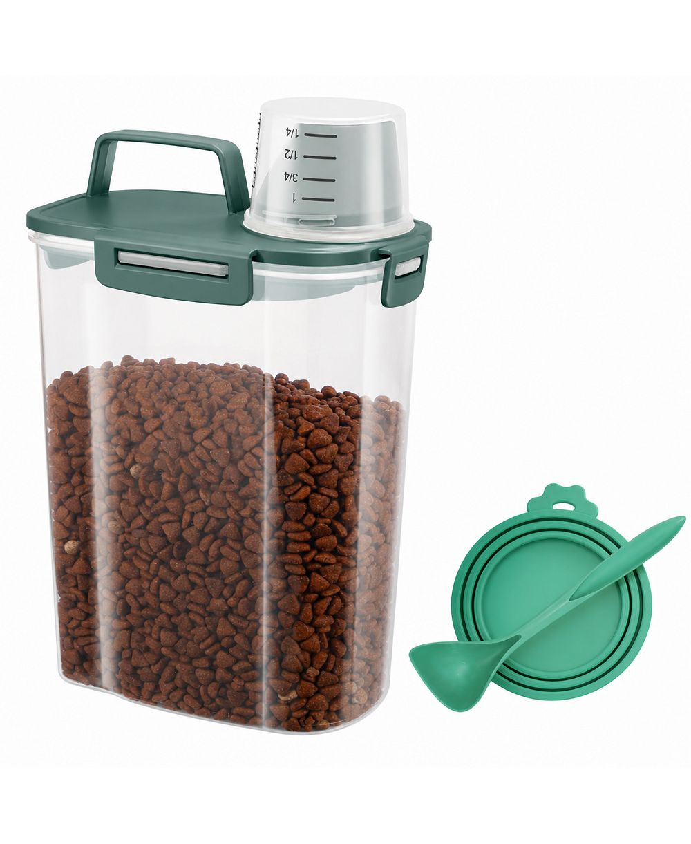 ARONKL Portable Pet Food Storage Container with Cat Can Cover, Mixing Spoon