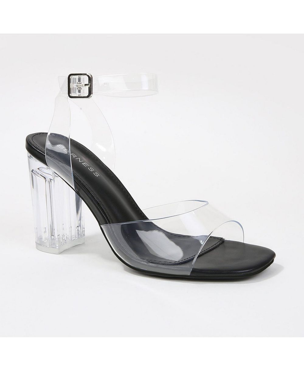 BERNESS Women's Navi Clear Strap and Block Heel Sandals