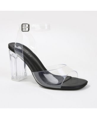 BERNESS Women's Navi Clear Strap and Block Heel Sandals